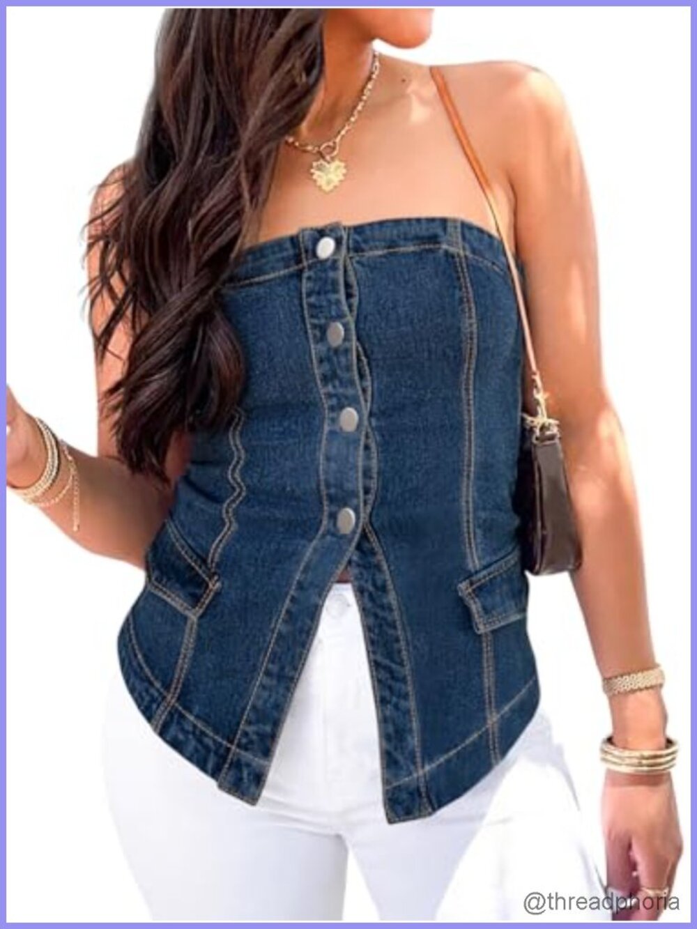 Strapless Denim Vest Y2K Fitted Bandeau Tube Top